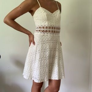 White Lace Cutout Mini Dress w/ Straps